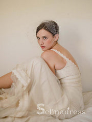 Vintage Ivory Mesh Birdcage Wedding Veils with Tiny Crystals ALC006