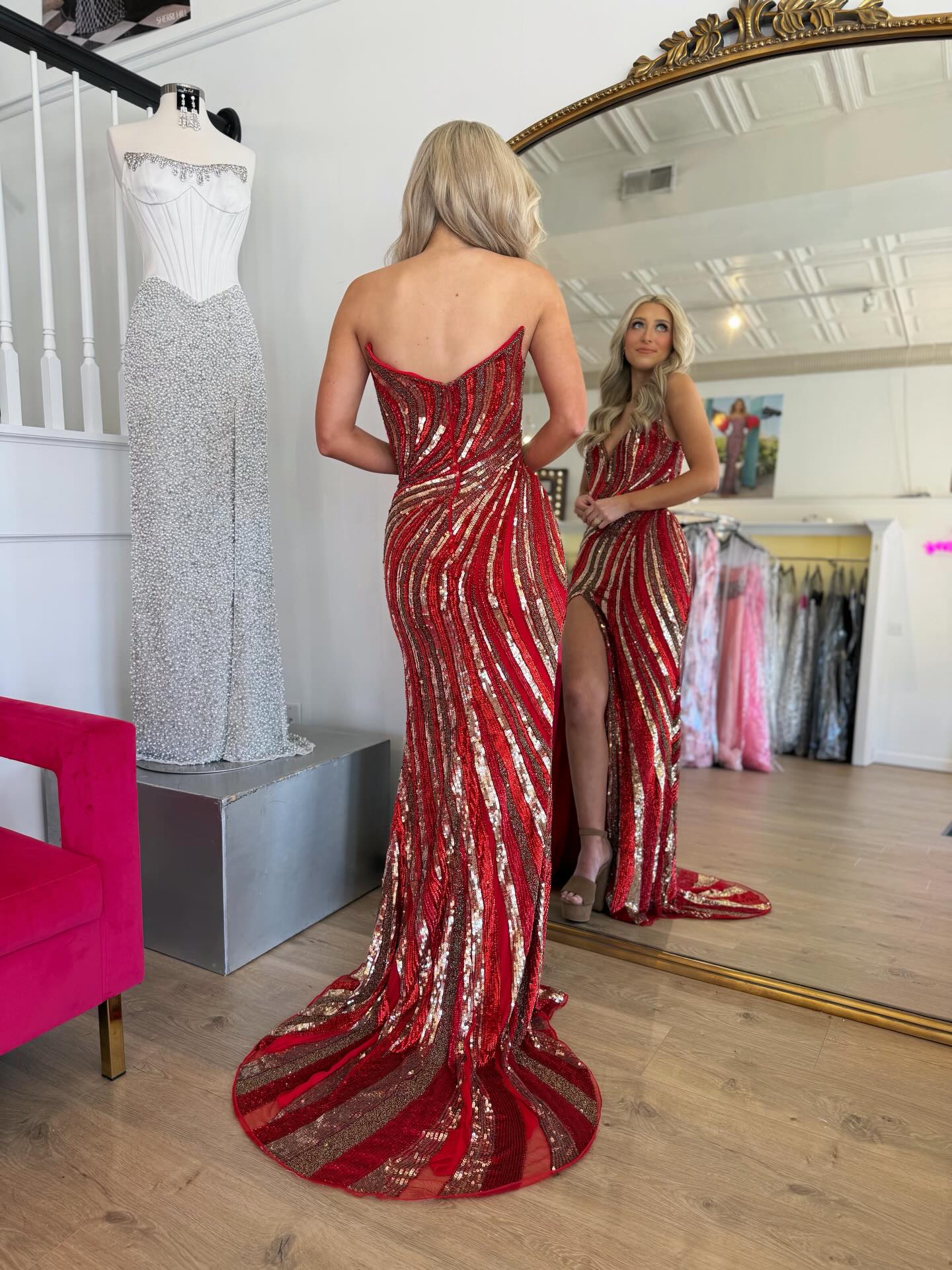 Mermaid Long Prom Dresses With Colored Sequins Unique Evening Dresses SKL003｜Selinadress