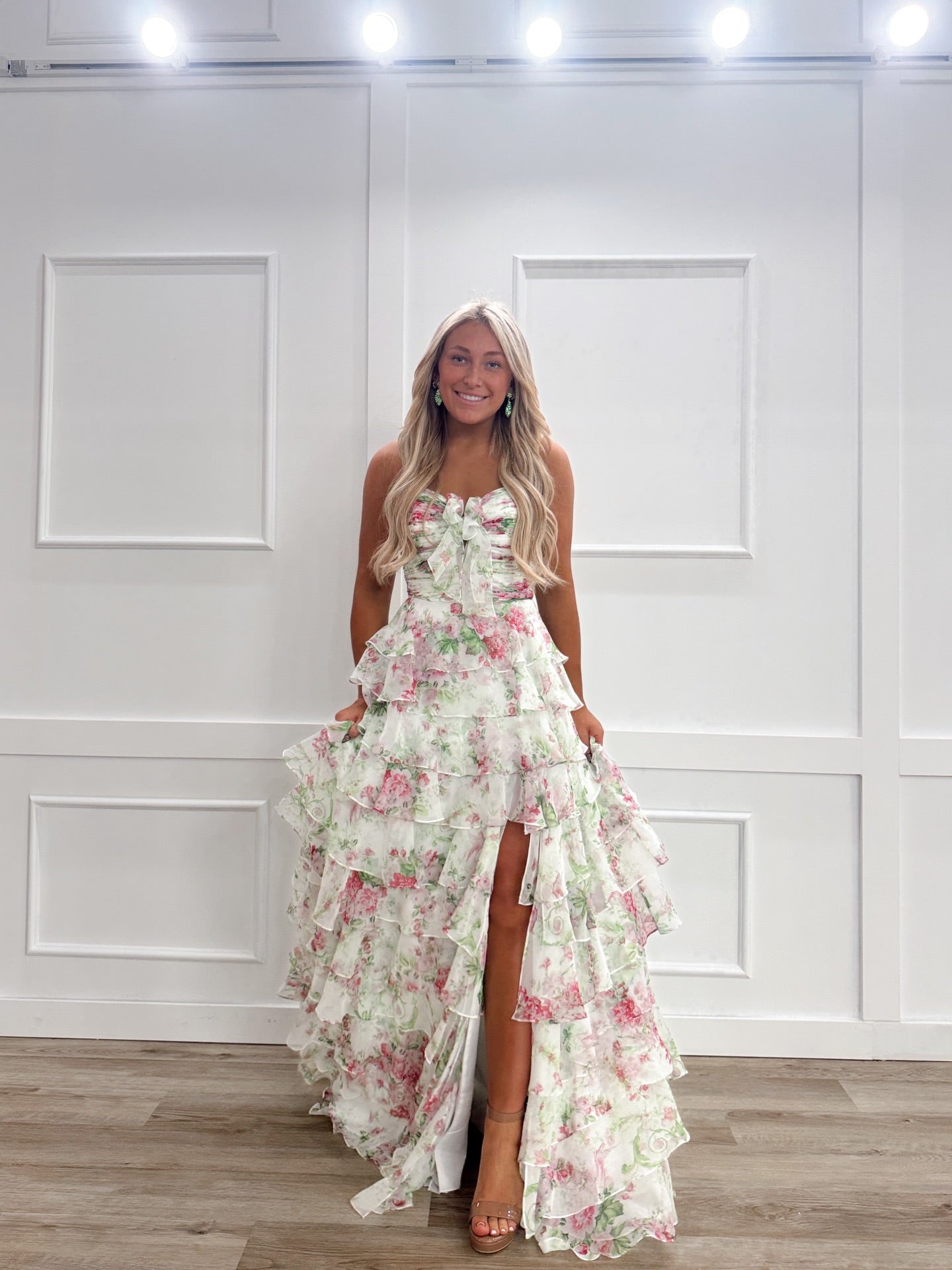 A-line Sweetheart Floral Prom Dresses With Bow Elegant Evening Dresses SEA305|Selinadress