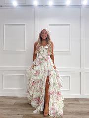 A-line Sweetheart Floral Prom Dresses With Bow Elegant Evening Dresses SEA305|Selinadress