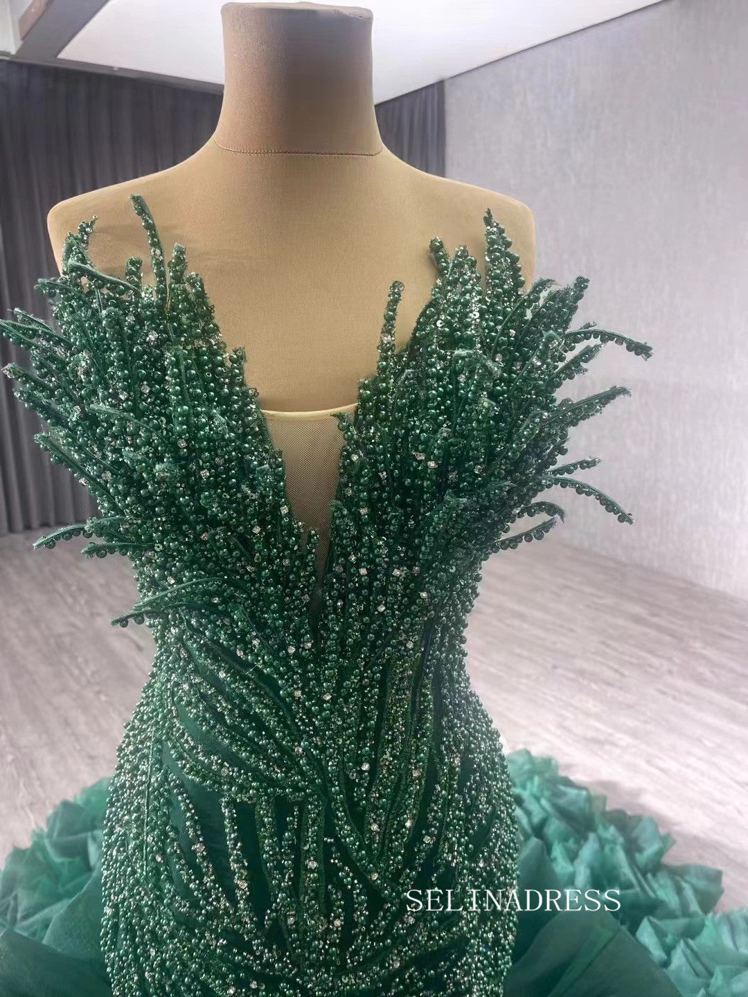 Blue Pearl Mermaid Wedding Dresses Tiered Strapless Pageant Dress 2310 SELINADRESS Blue Pearl Mermaid Wedding Dresses Tiered Strapless Pageant Dress 2310 SELINADRESS