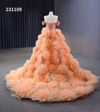 Orange Ruffles Tiered Sweet 16 Ball Gowns Off the Shoulder Pagaent Dresses Quinceanera Dress 231109|Selinadress