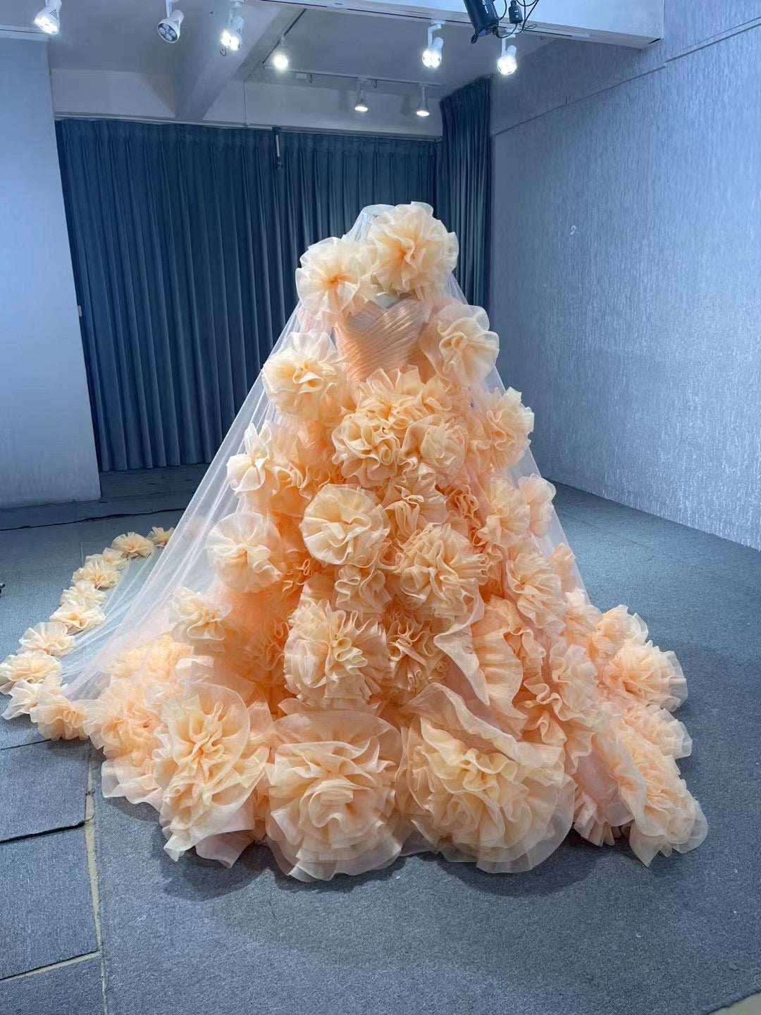 orange sweet 16 dresses Orange Ball Gown Tulle Strapless Ruffles Long Sweet 16 Quinceanera Dresses