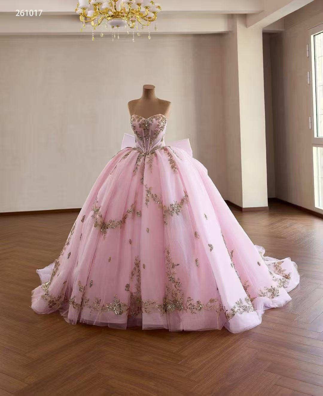 Pink Sweetheart Luxury  Ball Gown Prom Dress With Applique Quincess Evening Gowns 261017|Selinadress