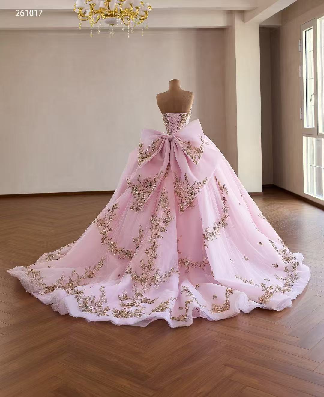 Pink Sweetheart Luxury  Ball Gown Prom Dress With Applique Quincess Evening Gowns 261017|Selinadress