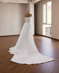 Luxury White Mermaid Satin Wedding Dress With Strapless & Rhinestone Bridal Gowns 2511021|Selinadress