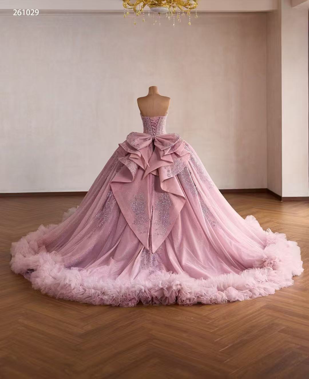 Pink Sweetheart Luxury  Ball Gown Prom Dress With Sequins Quincess Evening Gowns 261029|Selinadress