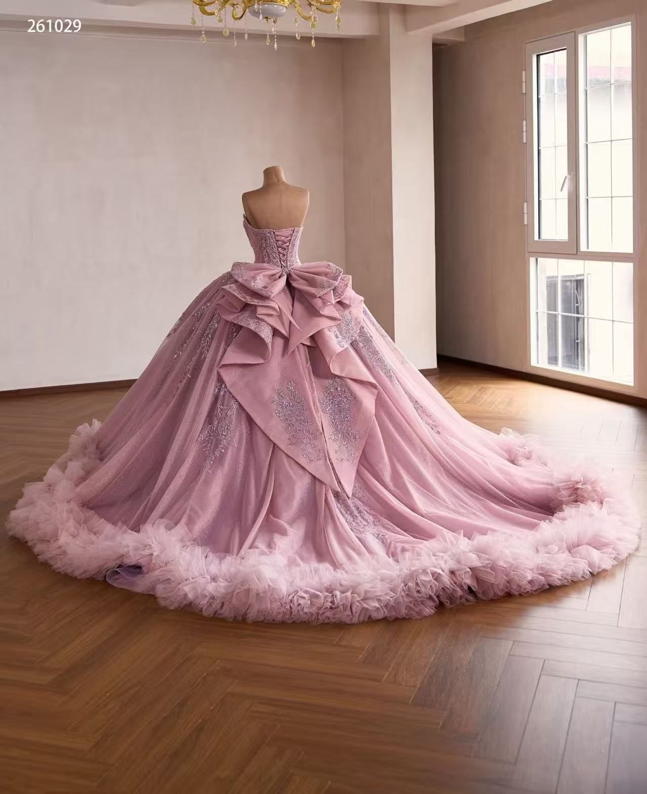 Pink Sweetheart Luxury  Ball Gown Prom Dress With Sequins Quincess Evening Gowns 261029|Selinadress