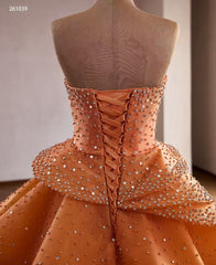 Luxury Orange Tiered  Ball Gown Prom Dress With Rhinestone &Beads Quincess Evening Gowns 261039|Selinadress