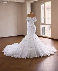 Luxury White Mermaid Off-the-shoulder Wedding Dress With Rhinestone Bridal Gowns 2511043|Selinadress