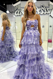 A-line Ball Gown Straps Print Floral Long Prom Dress Evening Gowns lpk912-B