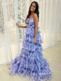A-line Ball Gown Straps Print Floral Long Prom Dress Evening Gowns lpk912-B|Selinadress