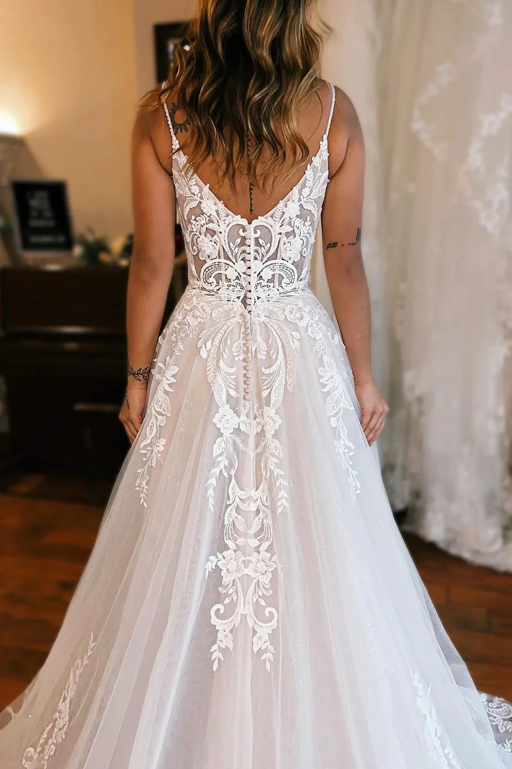 A-line Off-the-shoulder Rustic Vintage Lace Wedding Dresses Sweep Trai SELINADRESS A-line Off-the-shoulder Rustic Vintage Lace Wedding Dresses Sweep Trai SELINADRESS
