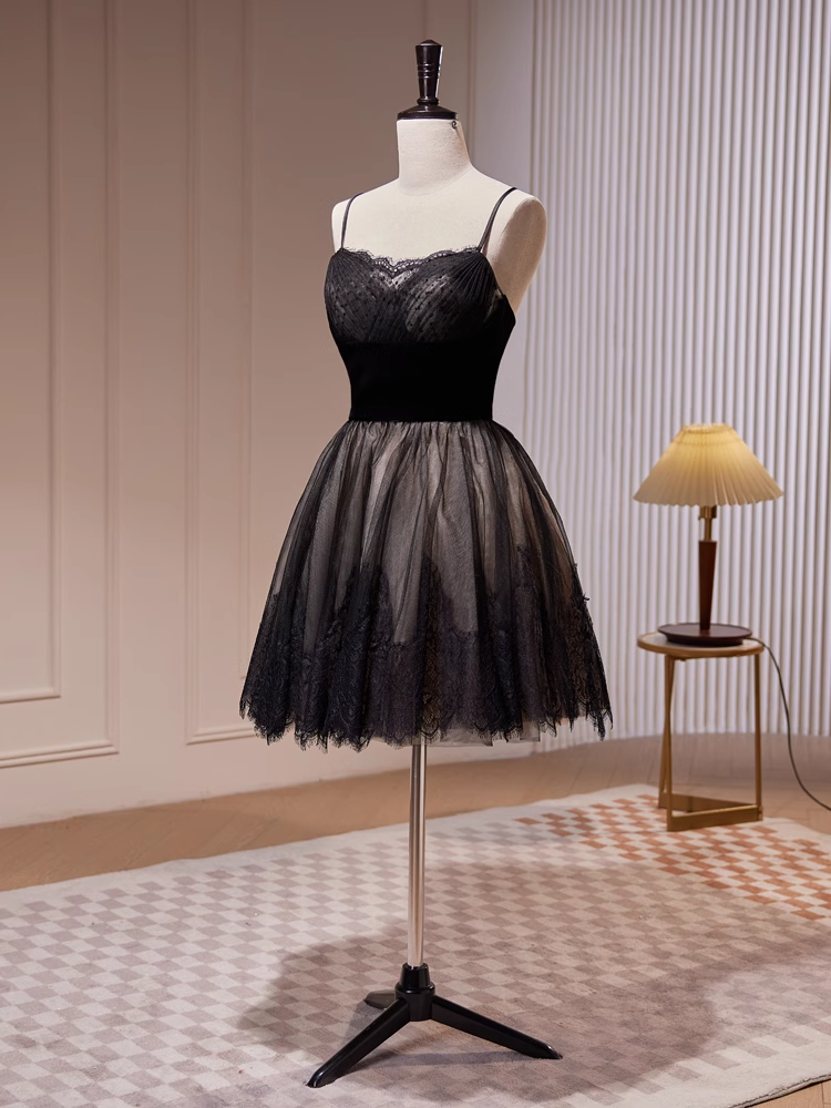 A-line Spaghetti Straps Black Short Prom Dress Juniors Lace Homecoming Dresses kts010 A-line Spaghetti Straps Black Short Prom Dress Juniors Lace Homecoming Dresses kts010