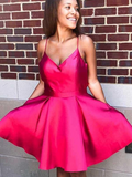 A-line Spaghetti Straps Cheap Short Prom Dress Satin Homecoming Dress kts097|Selinadress