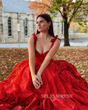 A-line Straps Blue Satin Long Prom Dress Evening Dress lpk928|Selinadress