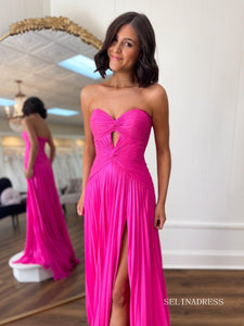 A-line Sweetheart Fuchsia Long Prom Dress Cheap Long Evening Dress LPK177|Selinadress