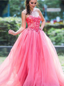 A-line Sweetheart Pink Lace Prom Dress Eleganet Evening Dress Formal Dresses kts089|Selinadress