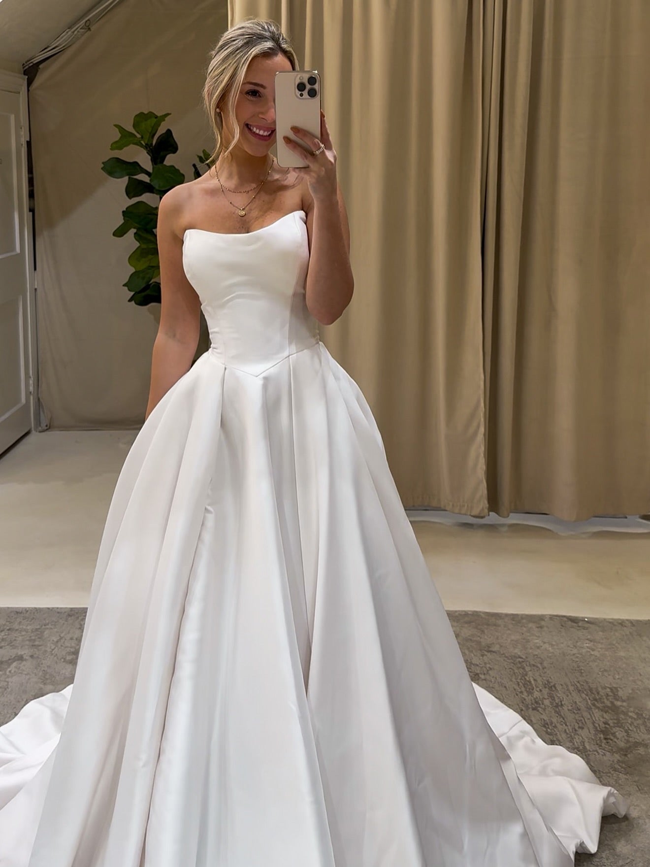 A line Strapless Satin Wedding Dresses Rustic Bridal Gowns CBA028|Selinadress