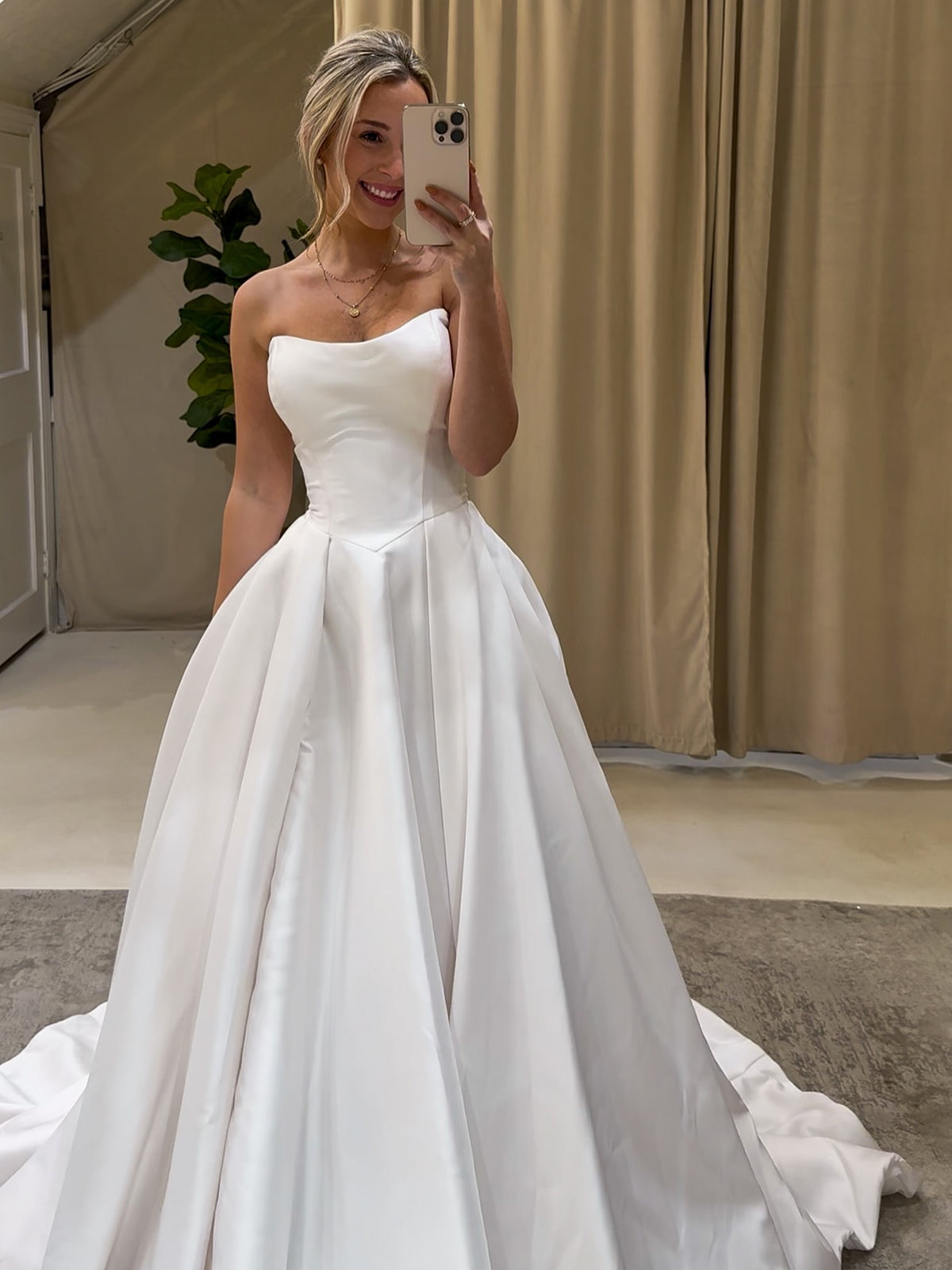 A line Strapless Satin Wedding Dresses Rustic Bridal Gowns CBA028|Selinadress