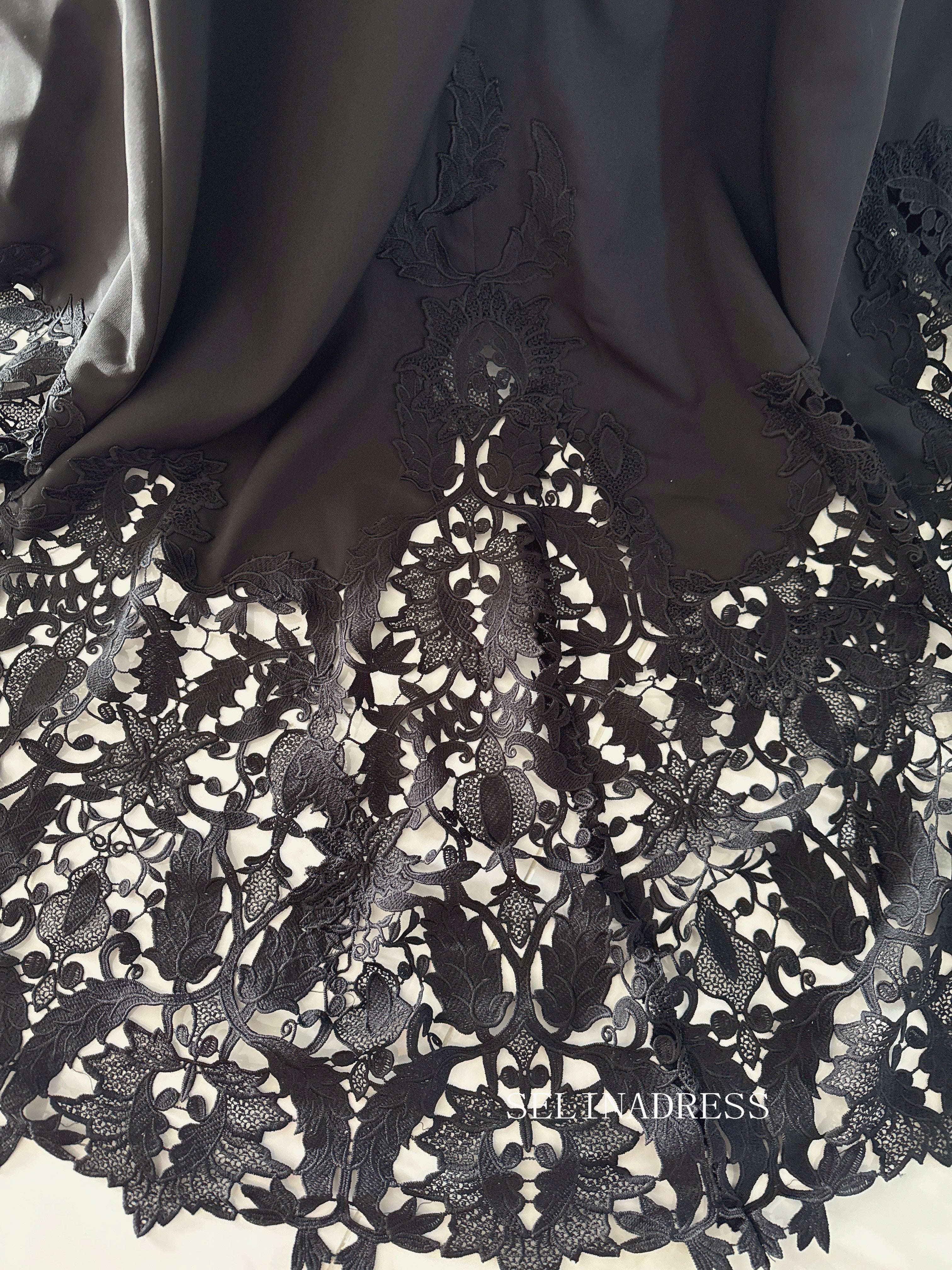 Black Lace Wedding Dress Mermaid High Neck Wedding Dress See Through B SELINADRESS Black Lace Wedding Dress Mermaid High Neck Wedding Dress See Through B SELINADRESS