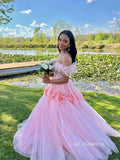 Blush Pink Spring Prom Dress A-line 3D Feather Lace Long Prom Dress Formal Gowns JKSS020