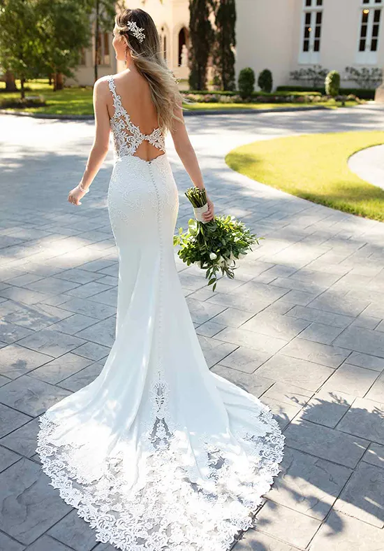 Chic Mermaid Straps Lace Wedding Dresses Modest Bridal Gowns CBD413 Chic Mermaid Straps Lace Wedding Dresses Modest Bridal Gowns CBD413