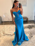Charming Mermaid Sweetheart Satin Long Prom Dress with Slit lpk528|Selinadress