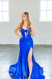 Charming Mermaid Sweetheart Satin Long Prom Dress with Slit lpk528|Selinadress