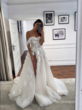 Chic A-line Off-the-shoulder 3D Floral Appliaue Wedding Dress Rustic Bridal Gowns LPK174|Selinadress