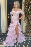 Chic Elegant Fuchsia Long Prom Dresses Gorgeous Frill Layered Gown Sequins Evening Dress lpk138|Selinadress