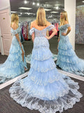 Chic Elegant Fuchsia Long Prom Dresses Gorgeous Frill Layered Gown Sequins Evening Dress lpk138|Selinadress