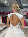 Chic White Long Prom Dresses Open Back High Slit Evening Dress #TKL201|Selinadress