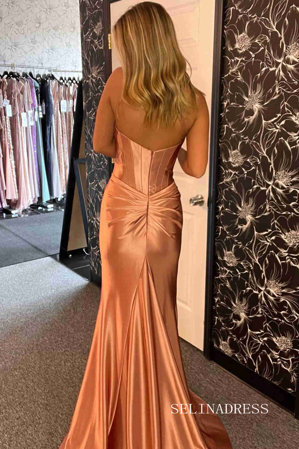 gold mermaid sweetheart prom dress Mermaid Sweetheart Gold Long Prom Dress With Split PSK583 US6 / Custom Color