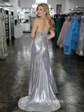 Cute Mermaid Sweetheart Silver Sparkly Long Prom Dress with Slit lpk510|Selinadress