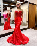 Cute Spaghetti Straps Mermaid Beaded Long Prom Dress Dark Navy Evening Dresses lpk553|Selinadress