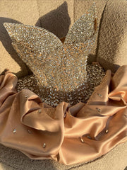 Champagne Vneck Short Prom Dress Homecoming Dress With Rhinestone # TKL682|Selinadress