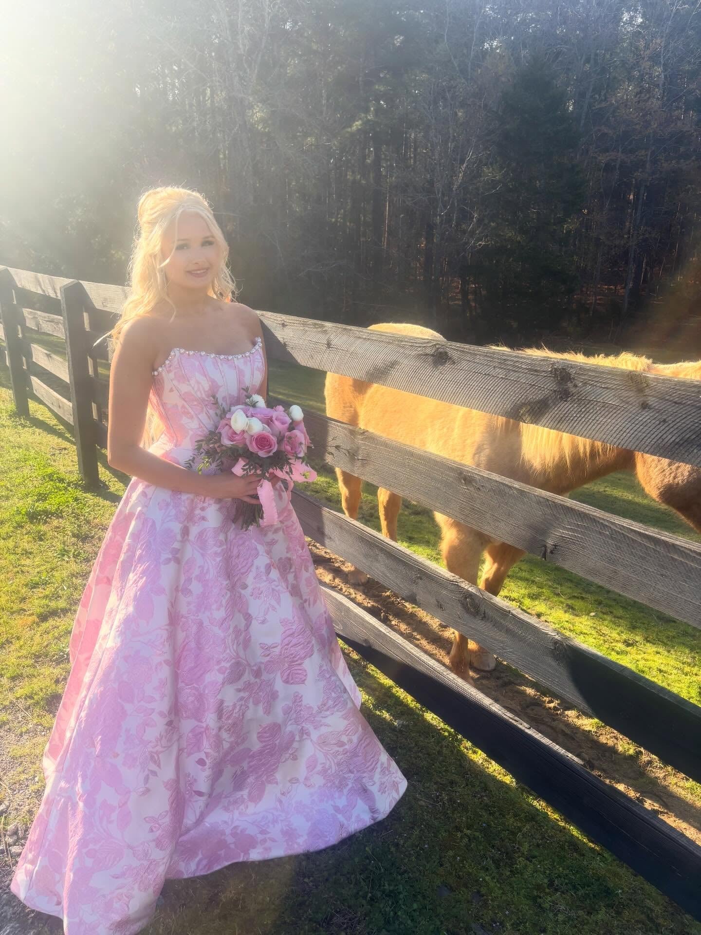 A-Line Empire-Waist Pink Strapless Long Prom Dress with Pearls lpk250|Selinadress