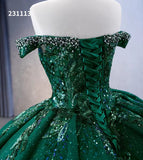 Dark Green Sequins Sweet 16 Ball Gown Wedding Dress Beaded Quinceanera Dress 231113|Selinadress