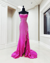 Hot Sale Sparkly Mermaid Scoop Neck Hot Stone Beading Prom Dress with Dramatic Ruffles main image 0