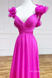 Chic A-line Straps Yellow Long Prom Dress Chiffon Elegant Party Dress #LOP801|Selinadress