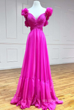 Chic A-line Straps Yellow Long Prom Dress Chiffon Elegant Party Dress #LOP801|Selinadress