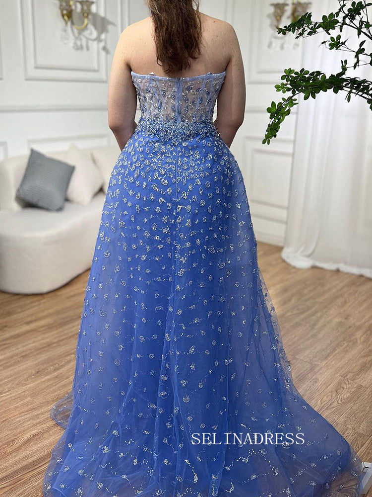 Luxury Sweetheart Beaded Prom Dress Overskirt High Quality Evening Gow SELINADRESS Luxury Sweetheart Beaded Prom Dress Overskirt High Quality Evening Gow SELINADRESS