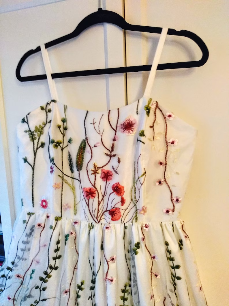 Chic A-line V neck Embroidery Long Prom Dress Beautiful Boho Formal Go SELINADRESS Chic A-line V neck Embroidery Long Prom Dress Beautiful Boho Formal Go SELINADRESS