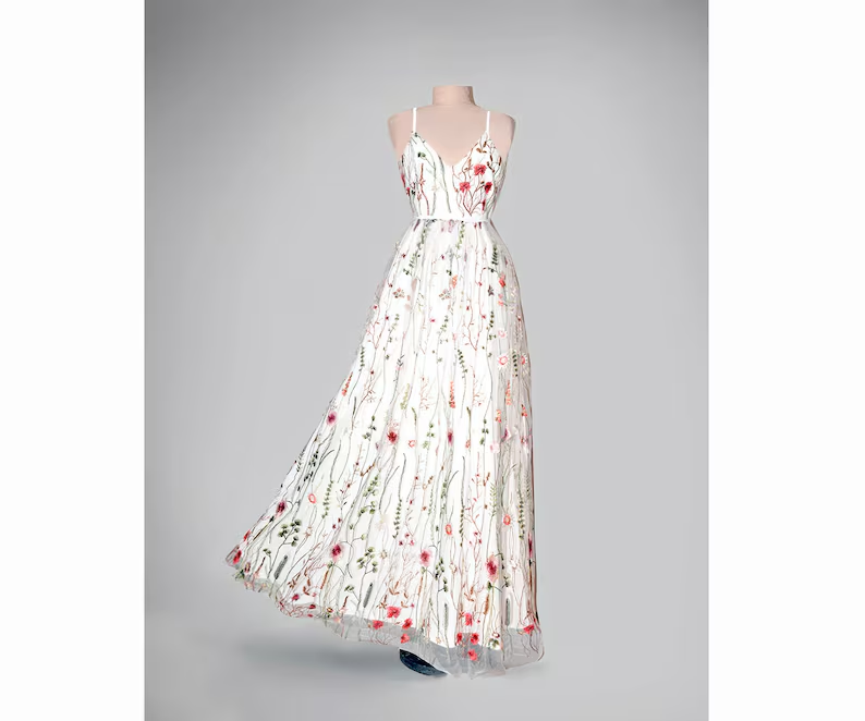 white boho prom dress Womens White Boho Maxi Dress Deep V Neck Short Sleeve Lace Ruffle Long Dress Elegant Floral Beach Dresses (White, L) at Amazon Women's Clothing store