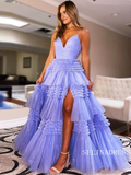 Chic A-line Spaghetti Straps Princess Prom Dresses Long Evening Dresses MLK04883