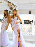 Mermaid Lilac Long Prom Dress Applique Lace Formal Gowns LPK209|Selinadress