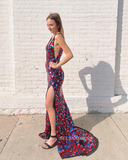 Mermaid Multi-colored Cut Glass Dress Long Prom Dress sew1062|Selinadress