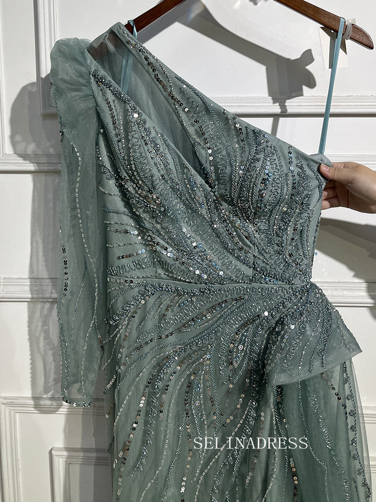 Mermaid One Shoulder Beaded Prom Dresses Luxury Evening Gowns LA72062 SELINADRESS Mermaid One Shoulder Beaded Prom Dresses Luxury Evening Gowns LA72062 SELINADRESS