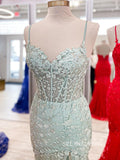 Mermaid Spaghetti Straps Applique Long Prom Dress With Slit lpk902|Selinadress